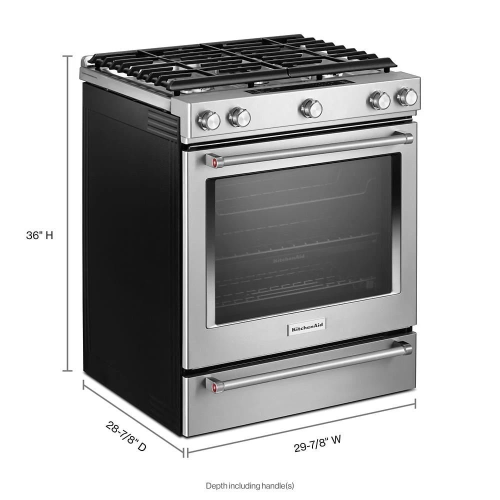 30-Inch 5 Burner Gas Convection Slide-In Range with Baking Drawer view 28