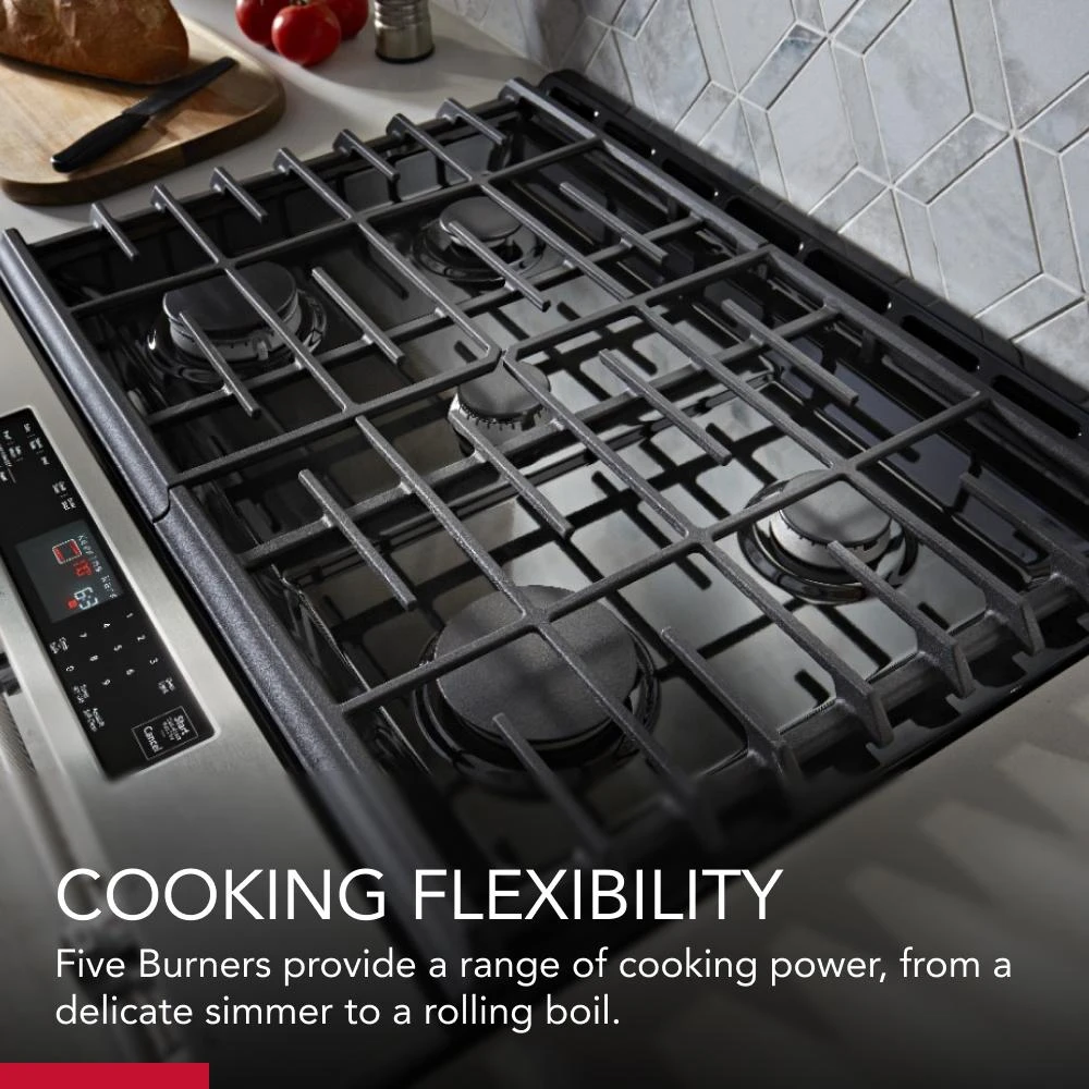 30-Inch 5-Burner Gas Slide-In Convection Range KSGG700EBS
