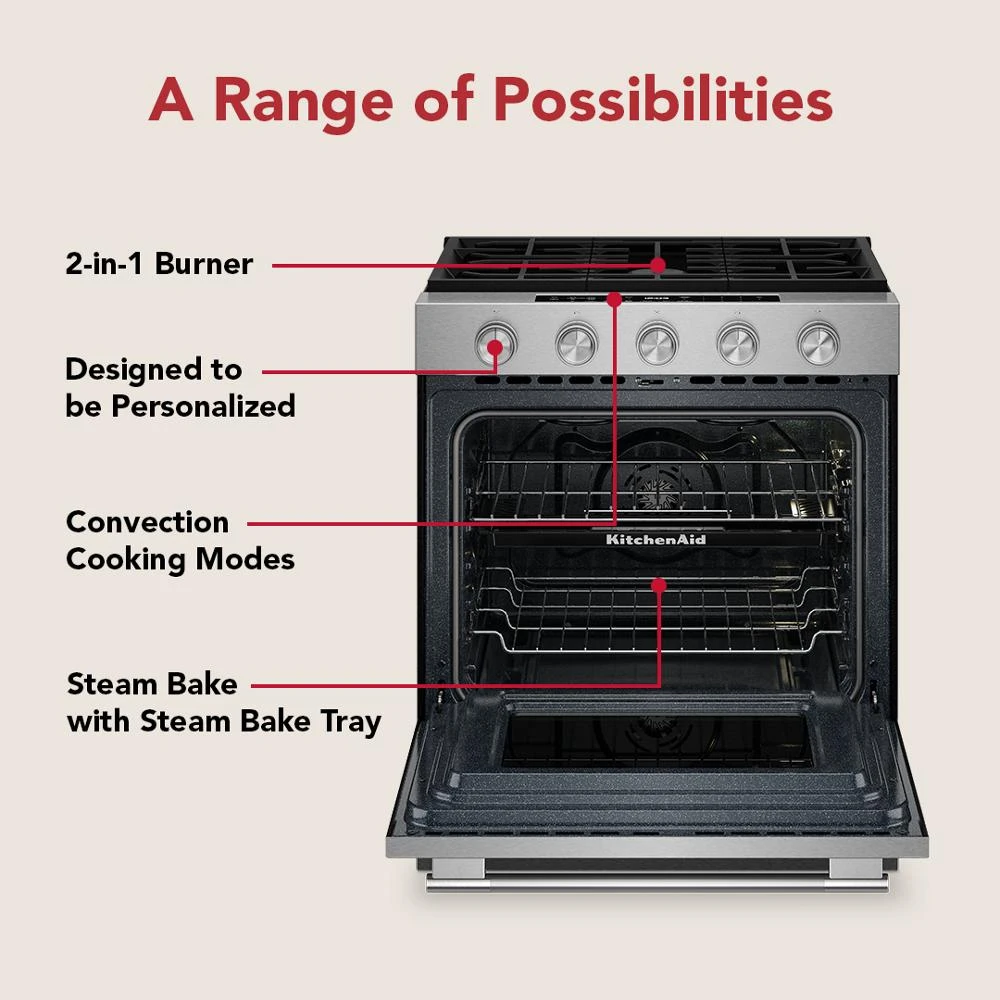 5.0 Cu. Ft. Smart Slide-in Gas Range with Convection Cooking Modes and 2-in-1 Burner view 16