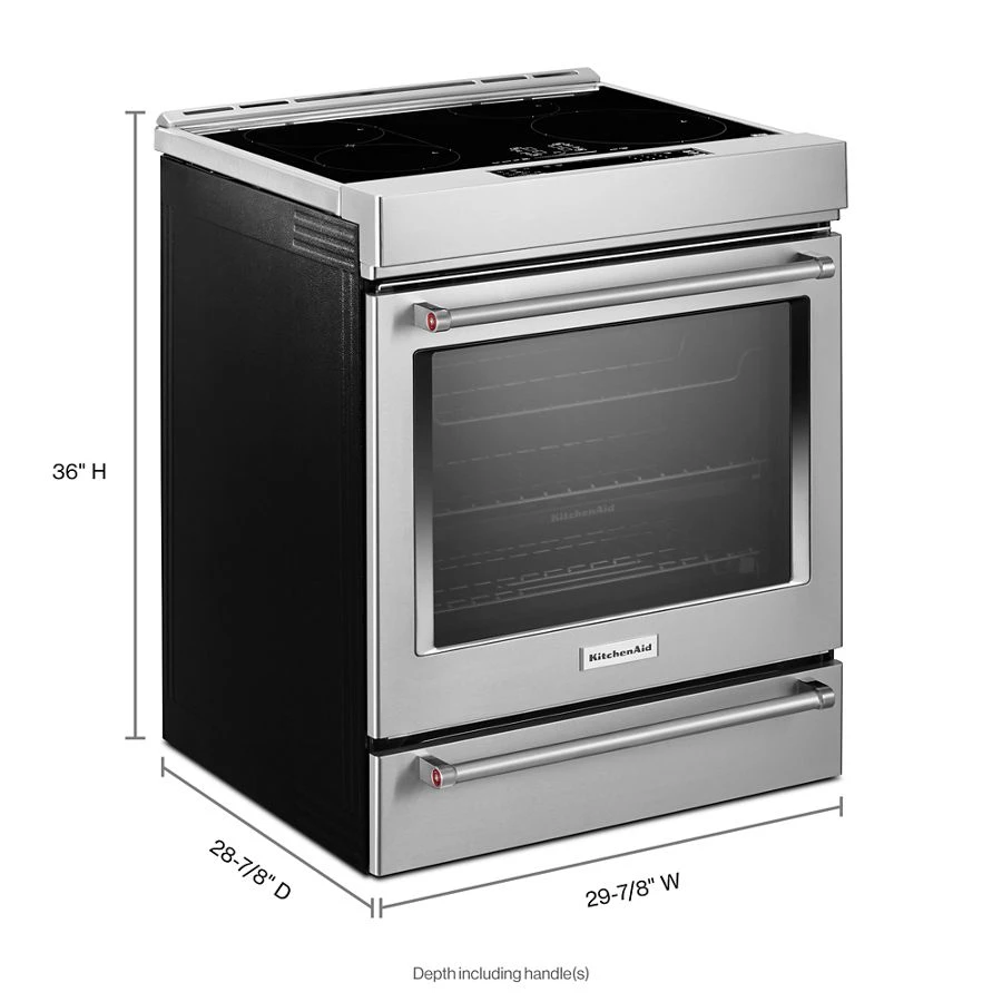 30" 4-Element Induction Slide-In Convection Range with Baking Drawer KSIB900ESS