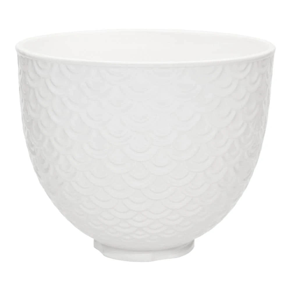 5 Quart White Mermaid Lace Ceramic Bowl KSM2CB5TWM
