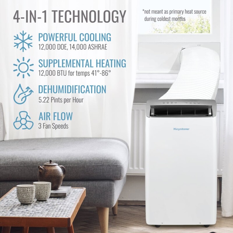 14,000 BTU Portable A/C, Heat/Cool, Inverter, 115V KSTAP121HINV, product image 3 of 14