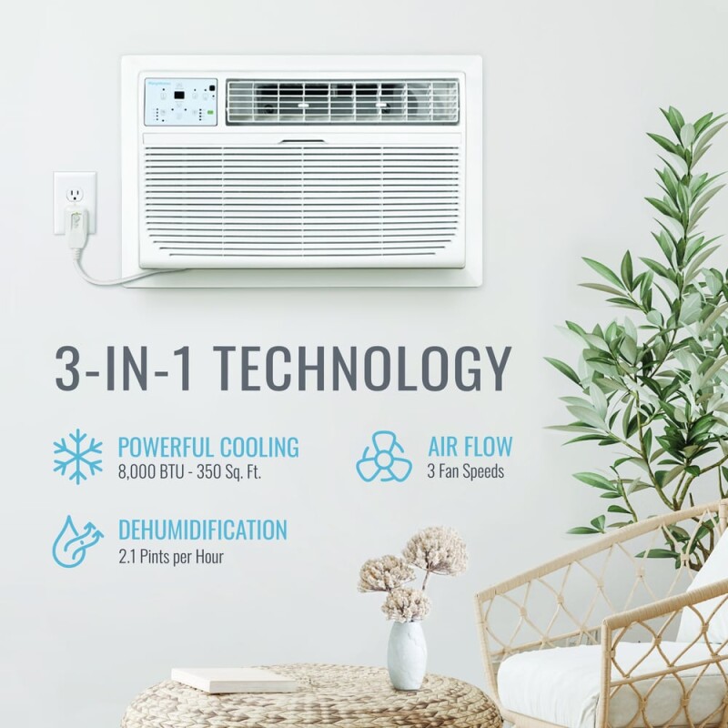 8,000 BTU Through the Wall Air Conditioner, R32 KSTAT081E, product image 4 of 15