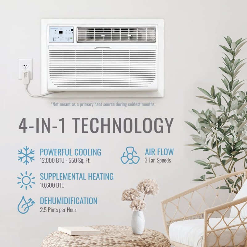 12,000 BTU 230V Through-the-Wall Air Conditioner with 10,600 BTU Supplemental Heat Capability KSTAT122HD, product image 4 of 15