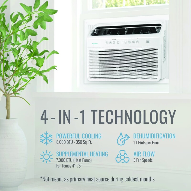 8,000 BTU Window Mounted Inverter Air Conditioner with Supplemental Heat and Remote Control KSTAW08INVHC, product image 4 of 15
