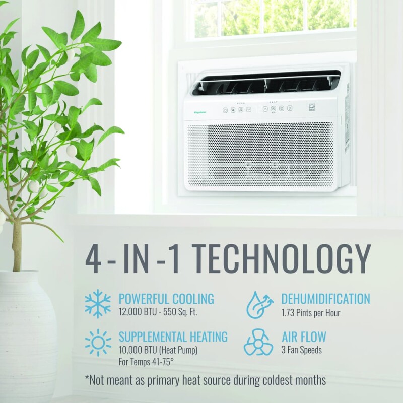 12,000 BTU Window Mounted Inverter Air Conditioner with Supplemental Heat and Remote Control KSTAW12INVHC, product image 5 of 15