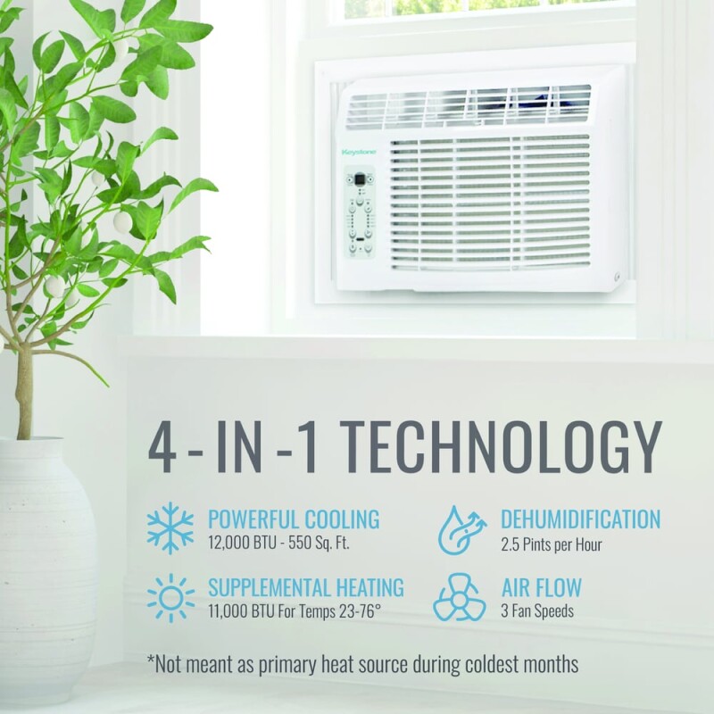 12,000 BTU Heat and Cool Window Air Conditioner,R32 KSTHW12B, product image 7 of 14