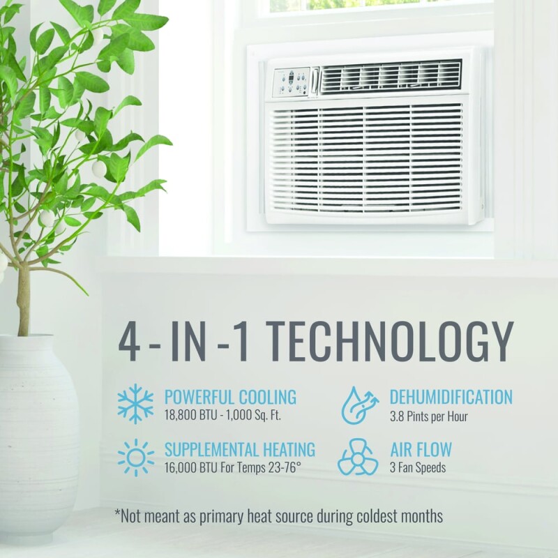 18,000 BTU Heat/Cool Window Air Conditioner, R32 KSTHW18B, product image 5 of 15