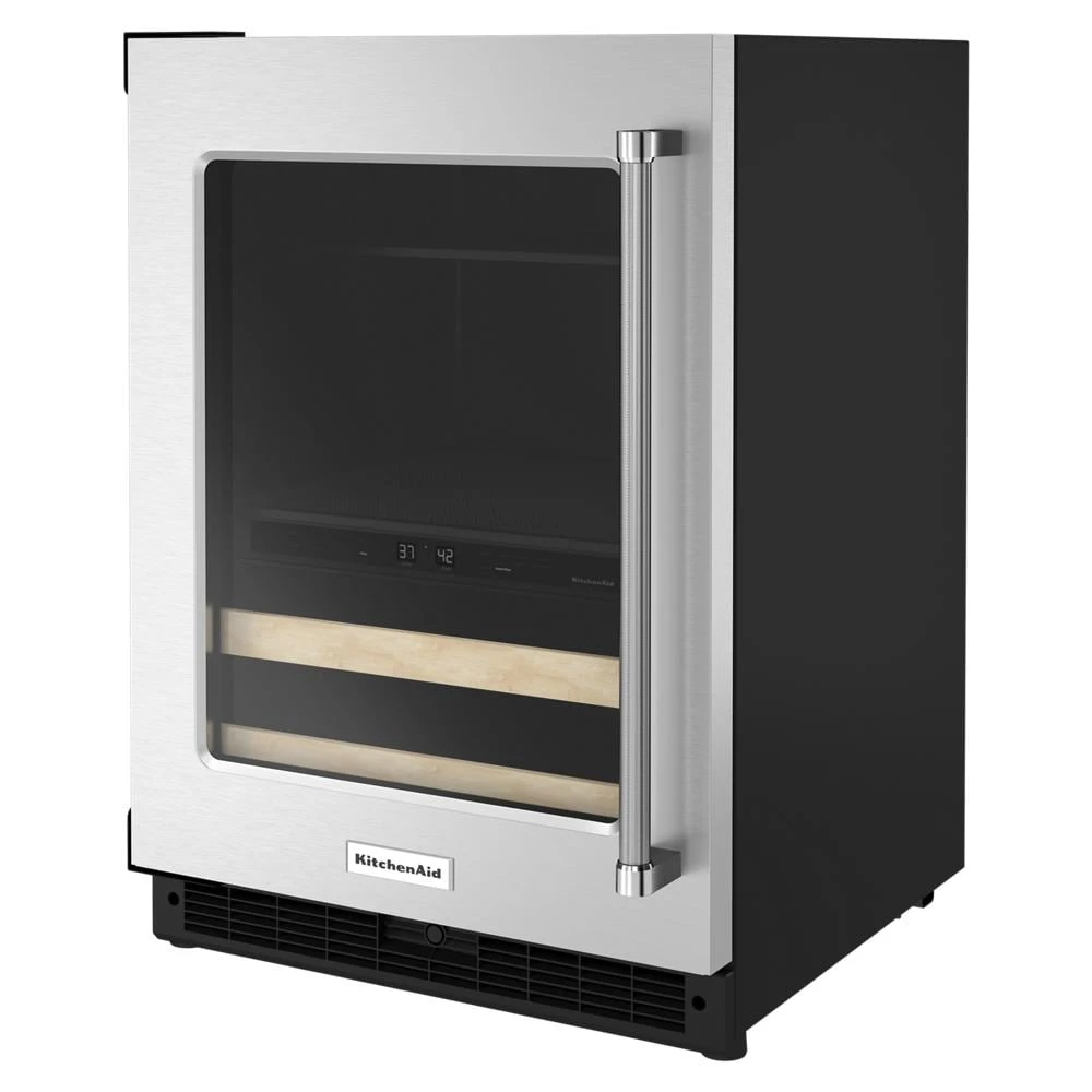 24" Beverage Center with Glass Door and Wood-Front Racks view 2