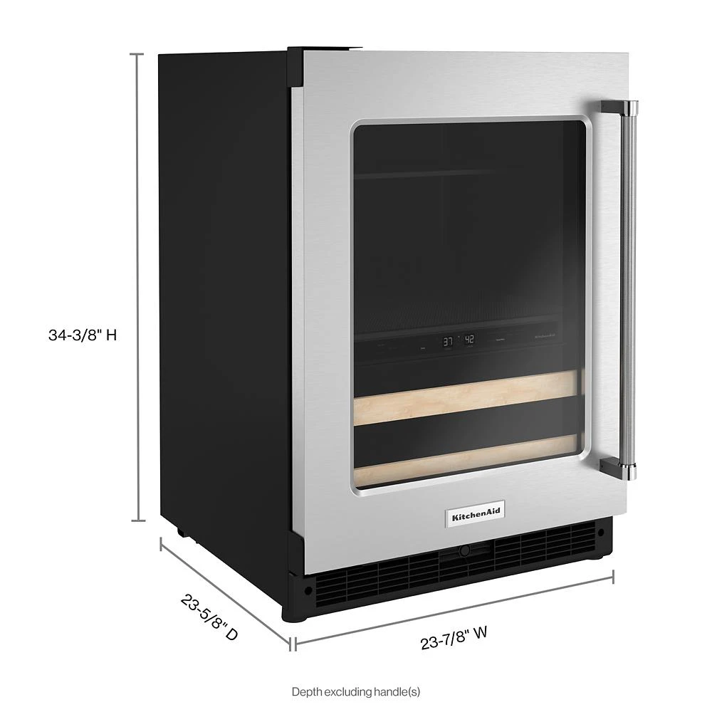 24" Beverage Center with Glass Door and Wood-Front Racks view 4