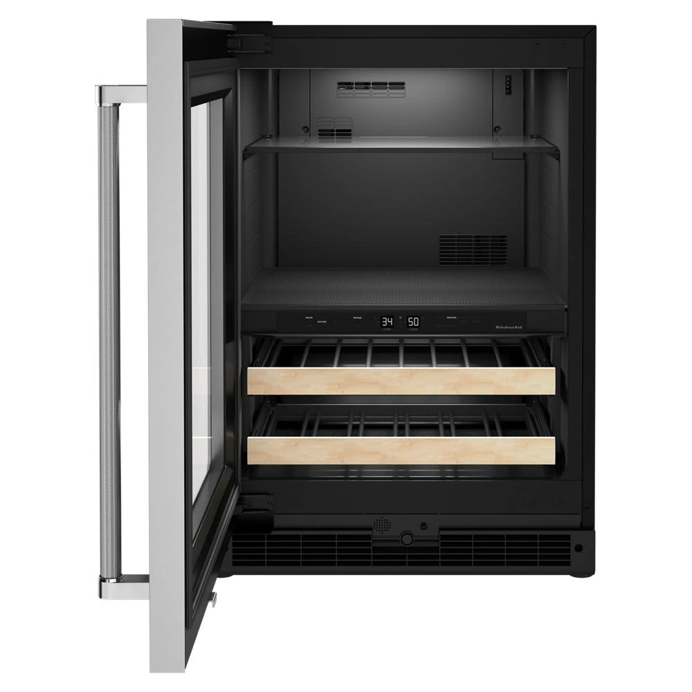 24" Beverage Center with Glass Door and Wood-Front Racks view 8