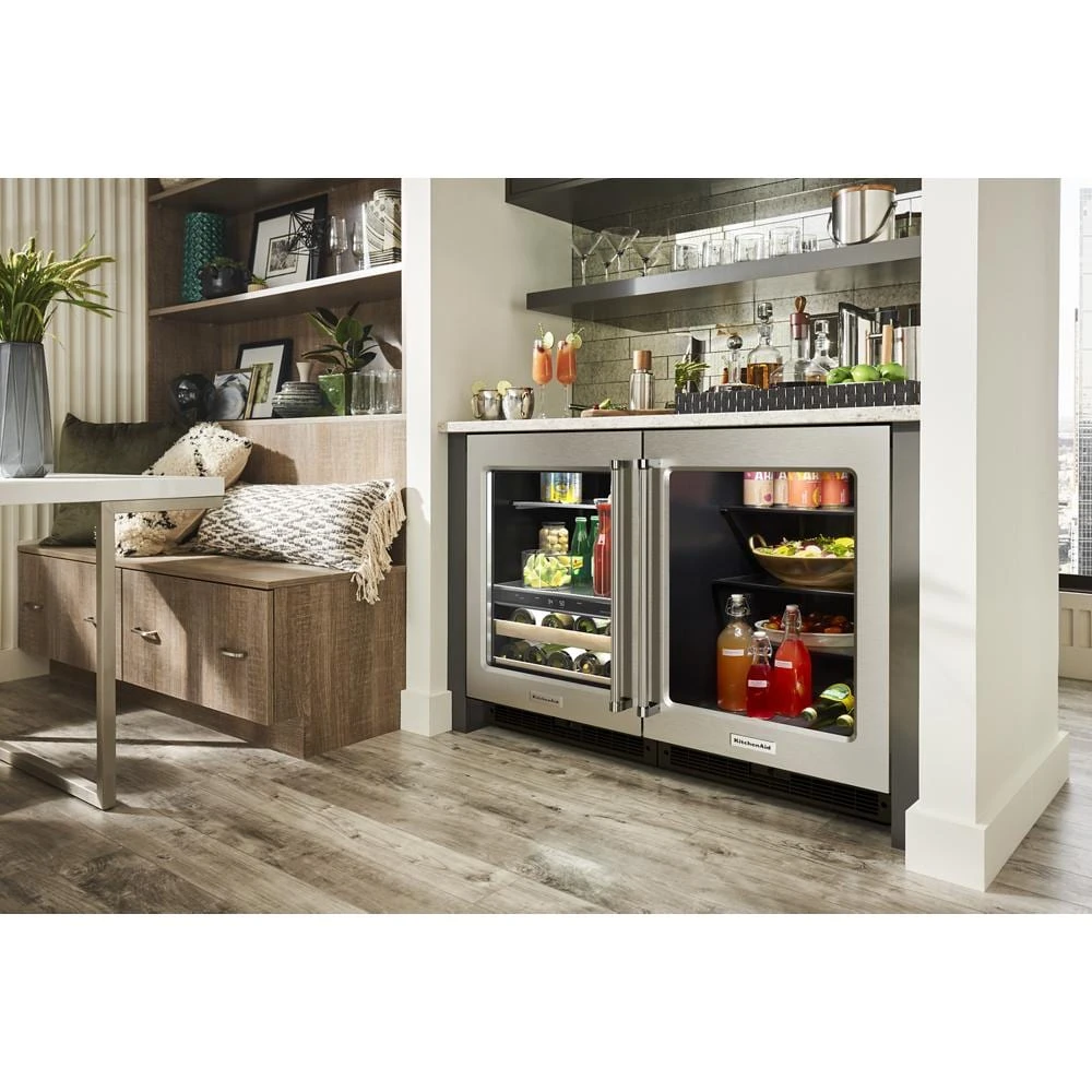 24" Beverage Center with Glass Door and Wood-Front Racks view 9