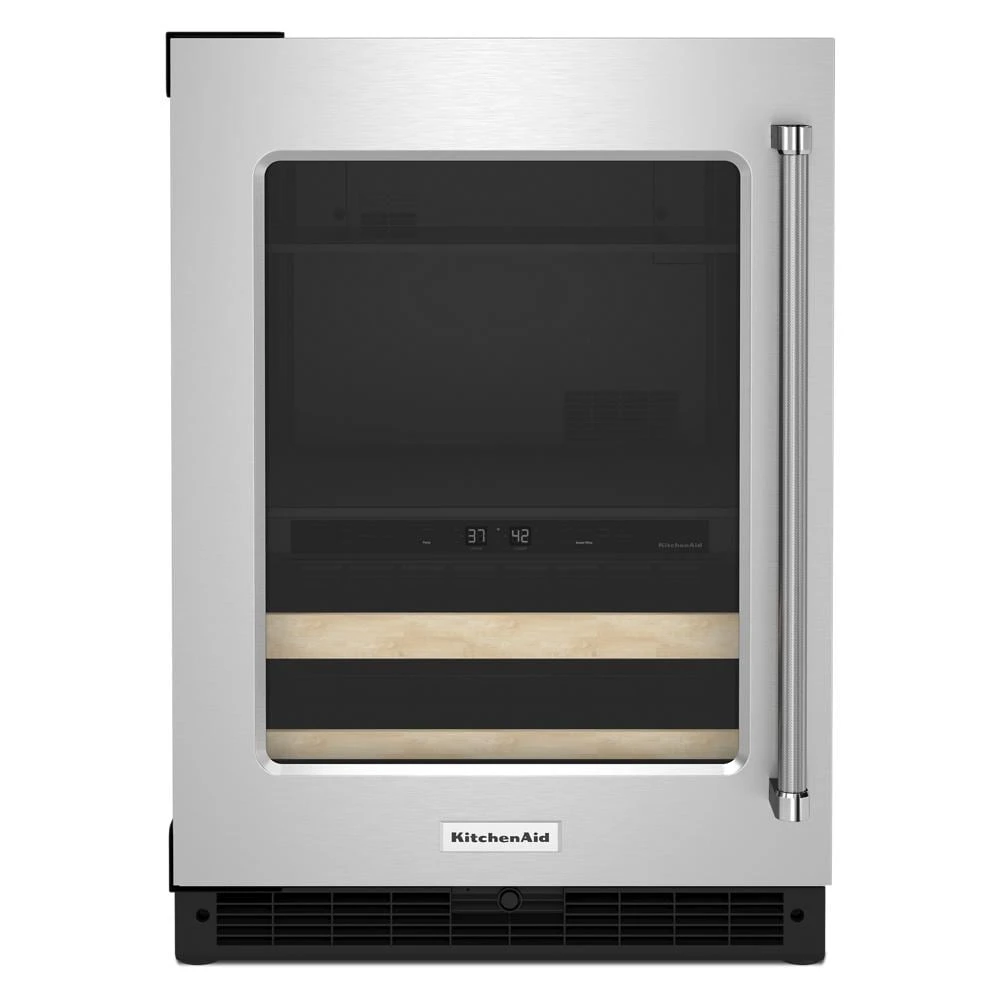 24" Beverage Center with Glass Door and Wood-Front Racks view 13