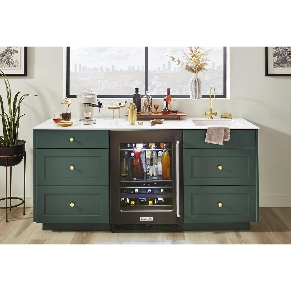24" Beverage Center with Glass Door and Wood-Front Racks view 14