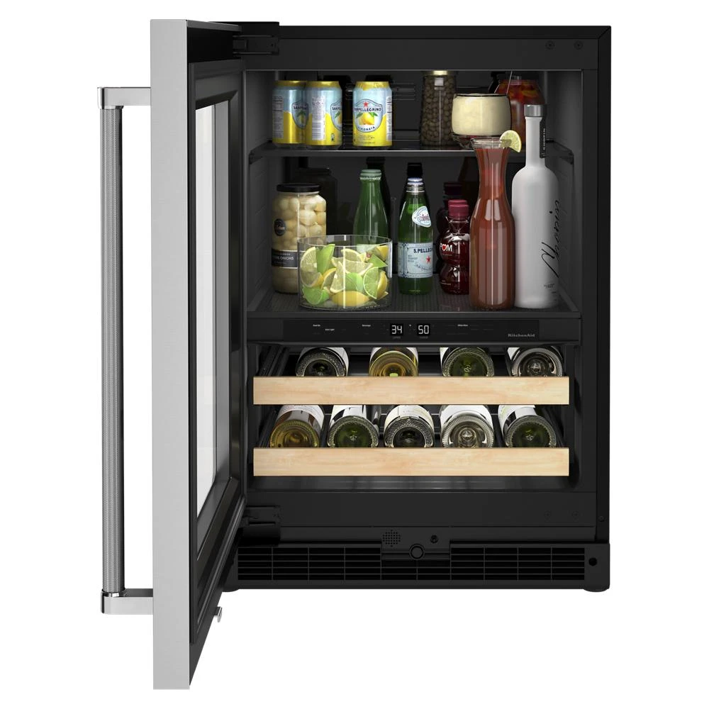 24" Beverage Center with Glass Door and Wood-Front Racks view 15
