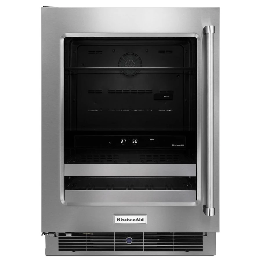 24" Beverage Center with SatinGlide Metal-Front Racks KUBL304ESS