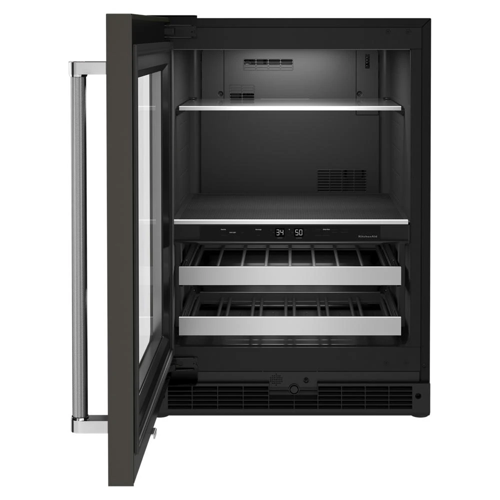 24" Beverage Center with Glass Door and Metal-Front Racks and PrintShield™ Finish KUBL314KBS