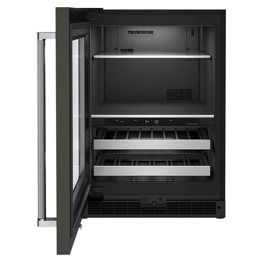 24" Beverage Center with Glass Door and Metal-Front Racks and PrintShield Finish view 4