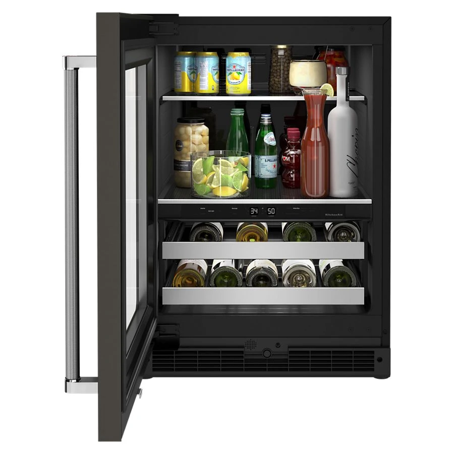 24" Beverage Center with Glass Door and Metal-Front Racks and PrintShield Finish view 5
