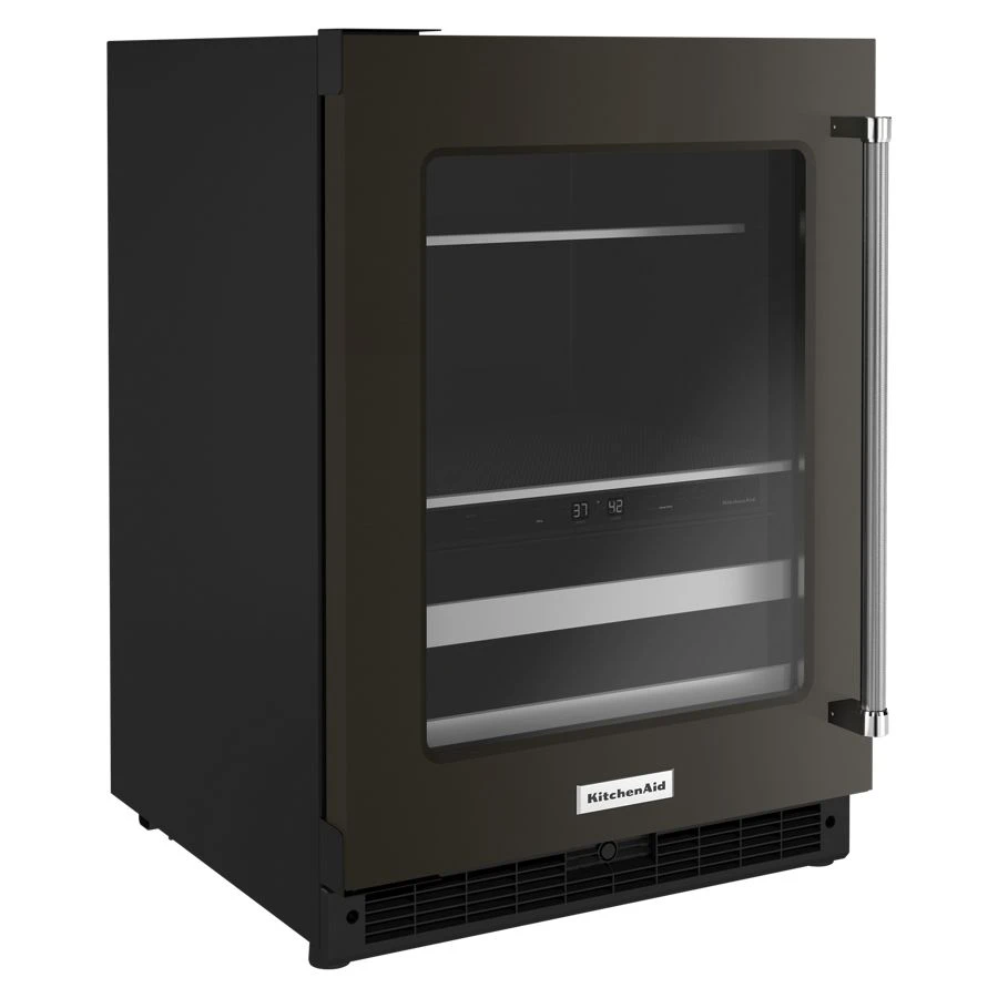 24" Beverage Center with Glass Door and Metal-Front Racks and PrintShield Finish view 3