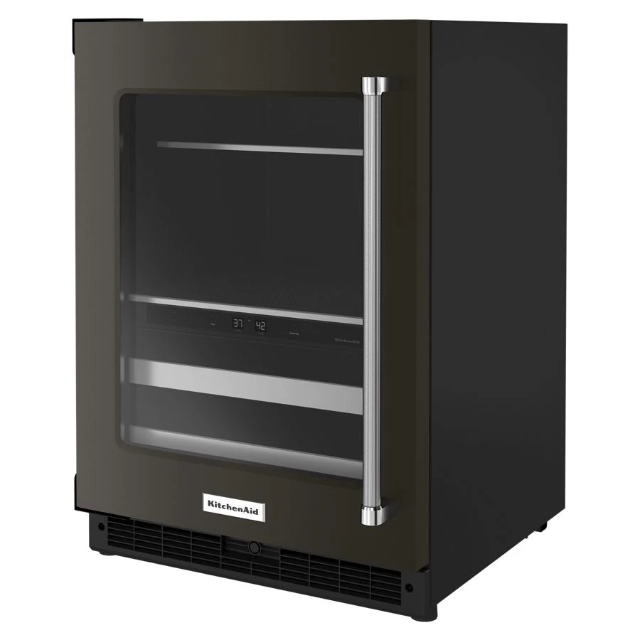 24" Beverage Center with Glass Door and Metal-Front Racks and PrintShield Finish view 2