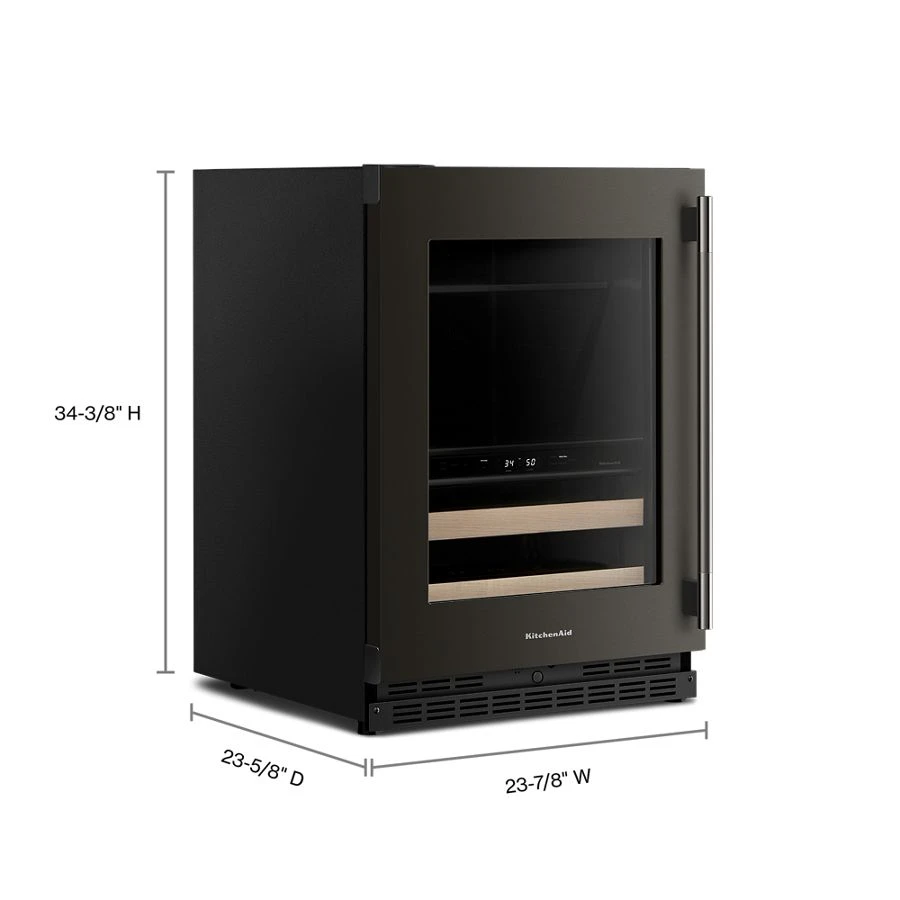 24" Beverage Center With Glass Door And Wood-front Racks KUBL524SBE