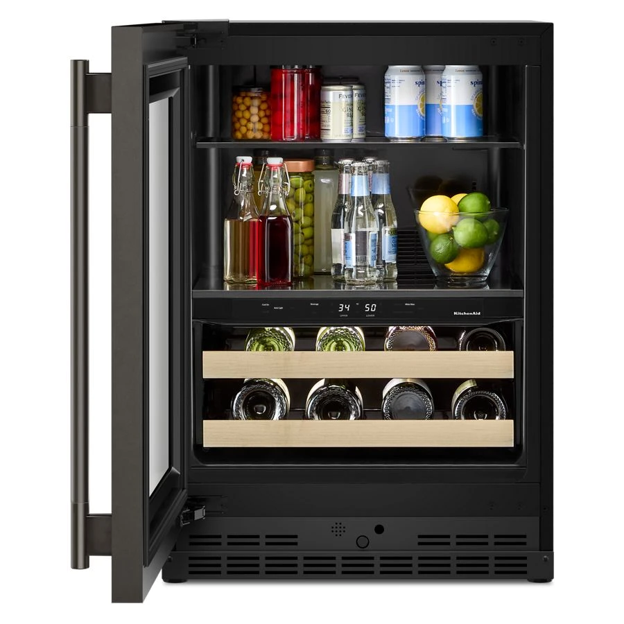 24" Beverage Center With Glass Door And Wood-front Racks KUBL524SBE