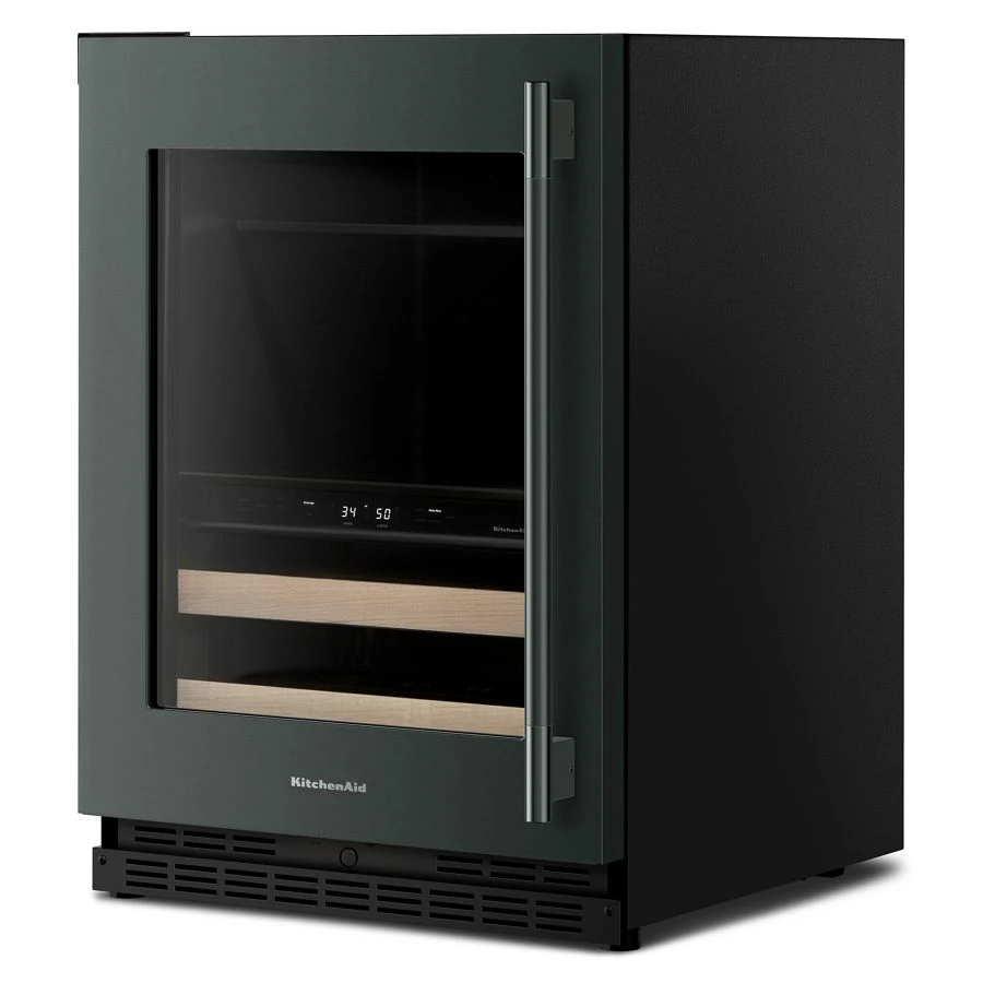 24" Beverage Center With Glass Door And Wood-front Racks KUBL524SJP