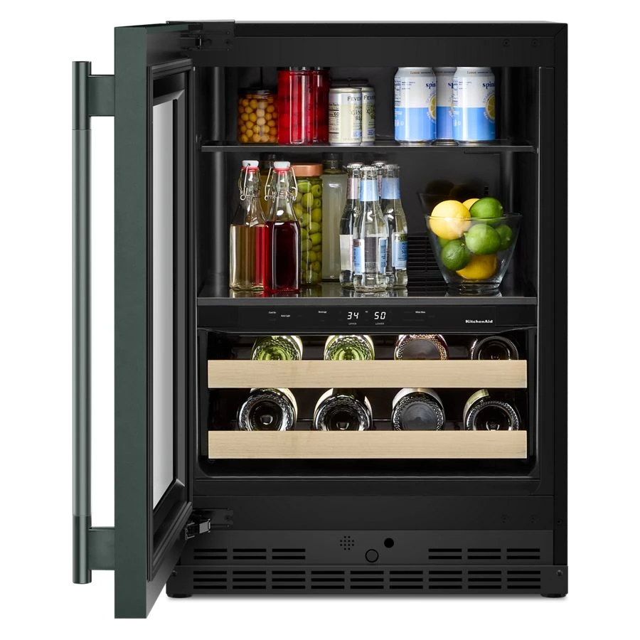 24" Beverage Center With Glass Door And Wood-front Racks KUBL524SJP
