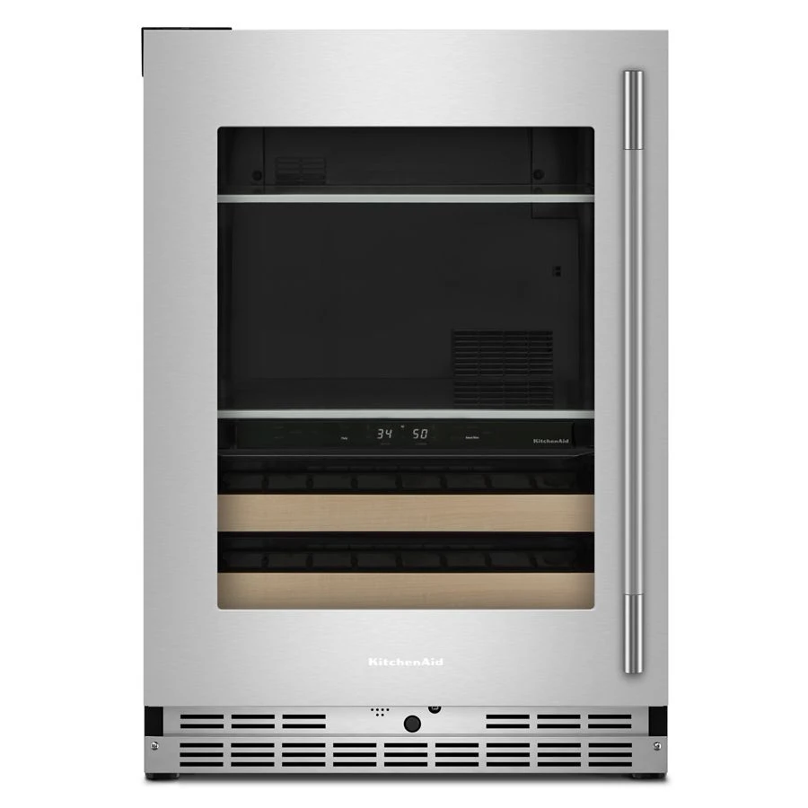 24" Beverage Center With Glass Door And Wood-front Racks KUBL524SPS