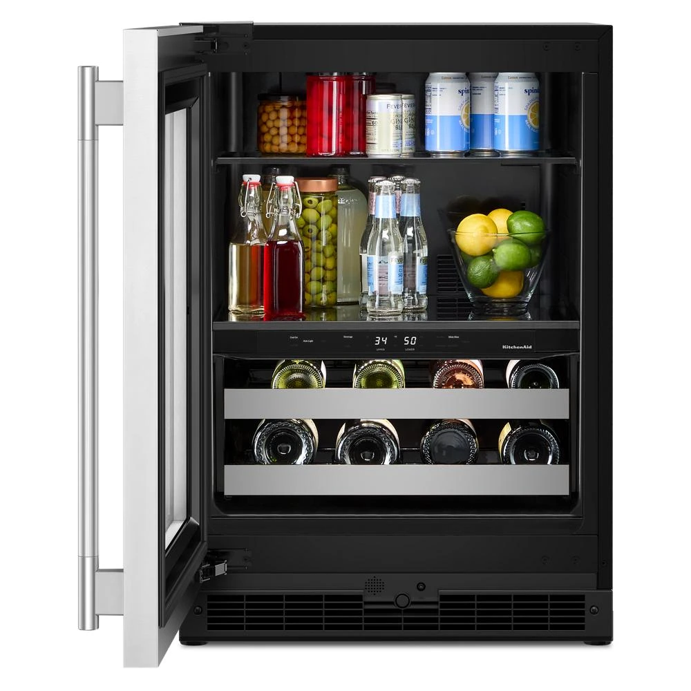 24" Beverage Center with Glass Door and Metal-Front Racks view 3