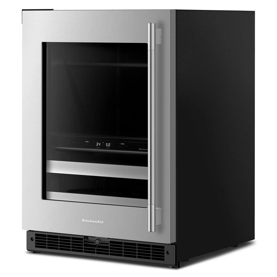 24" Beverage Center With Glass Door And Metal-front Racks KUBL524SSB