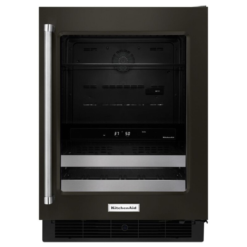 KitchenAid 24" Stainless Steel Beverage Center with SatinGlide Metal-Front Racks Black Stainless Steel with PrintShield™ Finish KUBR304EBS Picture 1