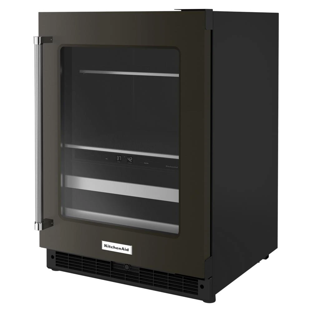 24" Beverage Center with Glass Door and Metal-Front Racks KUBR314KBS