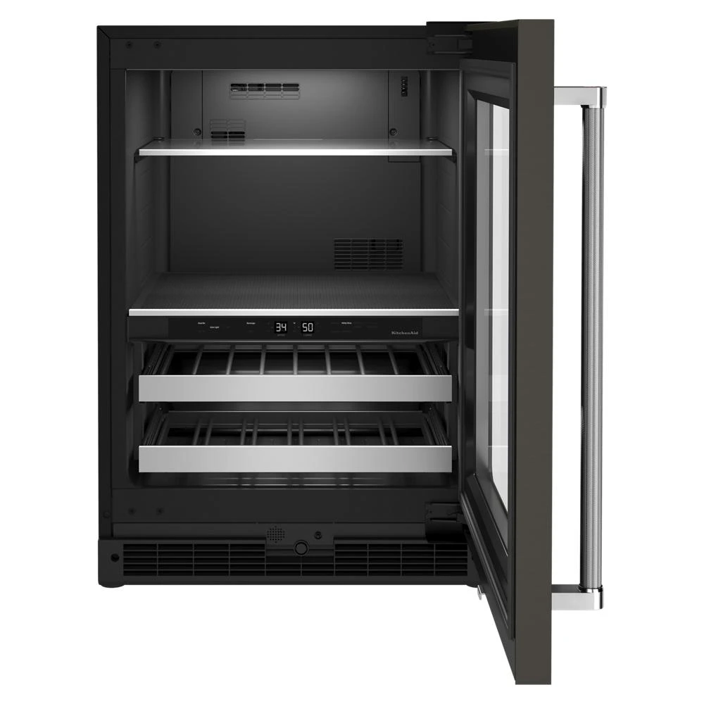 24" Beverage Center with Glass Door and Metal-Front Racks KUBR314KBS