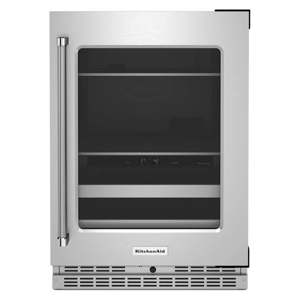 24" Beverage Center with Glass Door and Metal-Front Racks KUBR314KSS