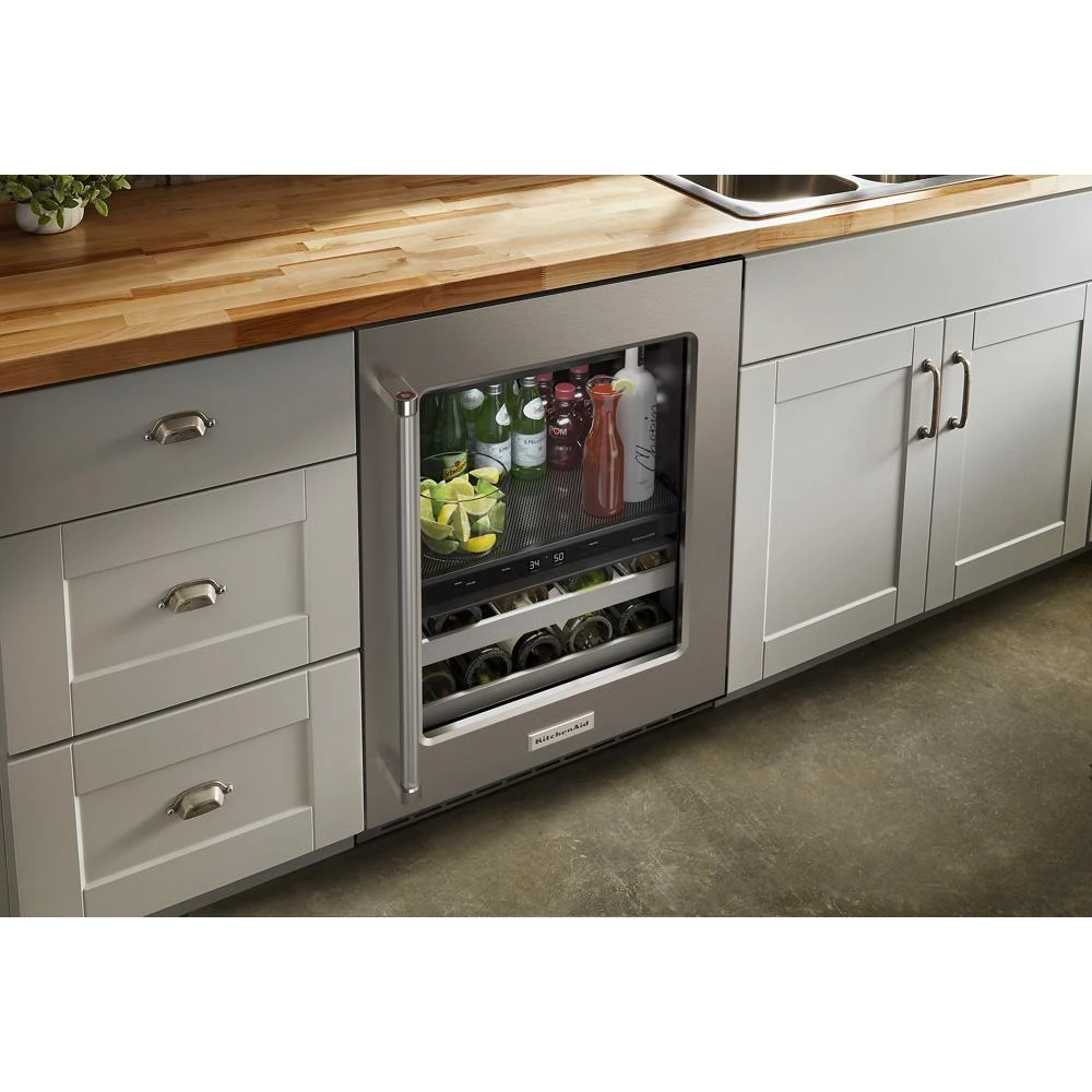 24" Beverage Center with Glass Door and Metal-Front Racks KUBR314KSS