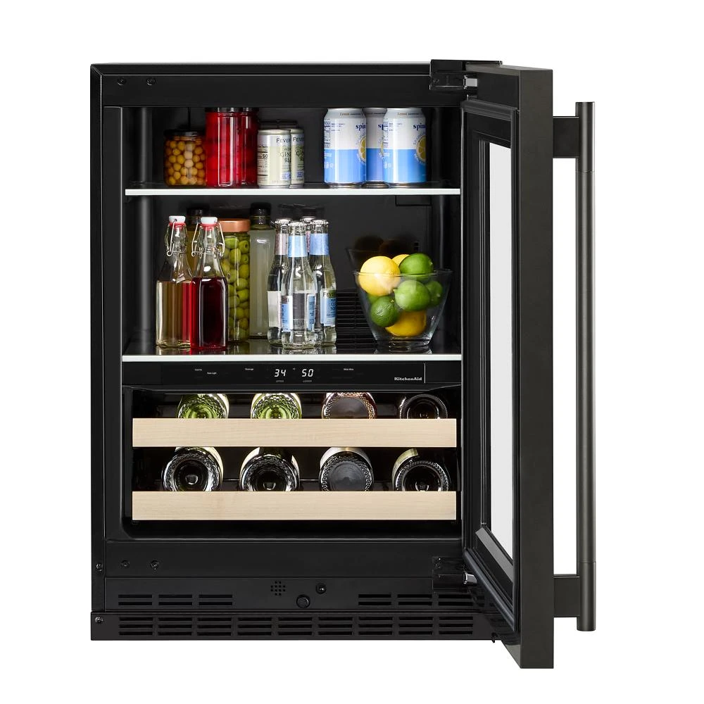 24" Beverage Center with Glass Door and Wood-Front Racks view 2