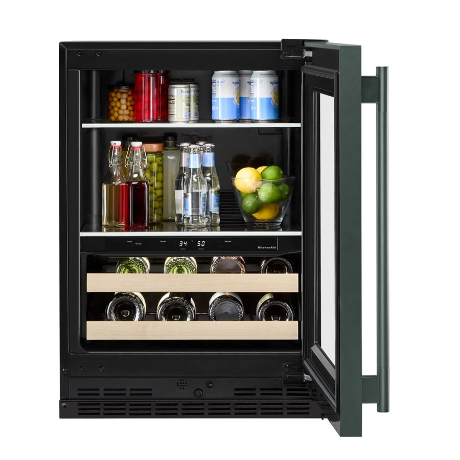 24" Beverage Center With Glass Door And Wood-front Racks KUBR524SJP