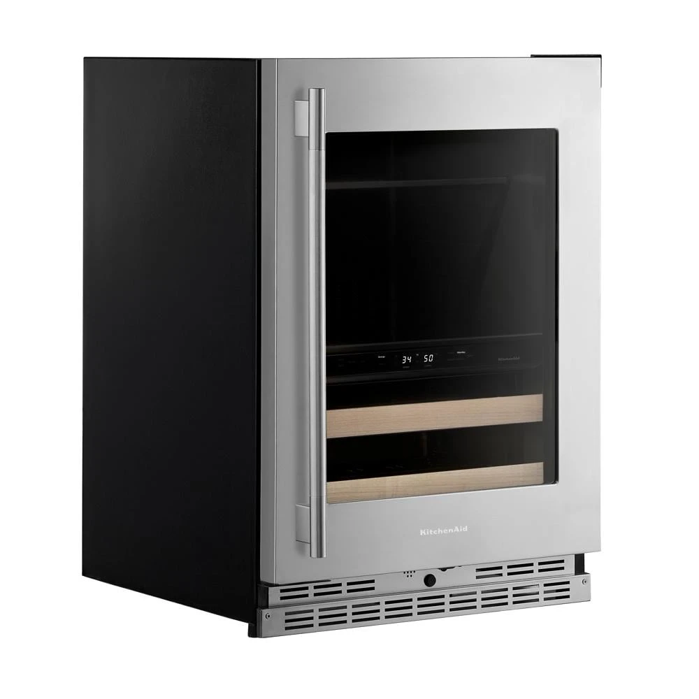 24" Beverage Center with Glass Door and Wood-Front Racks view 2