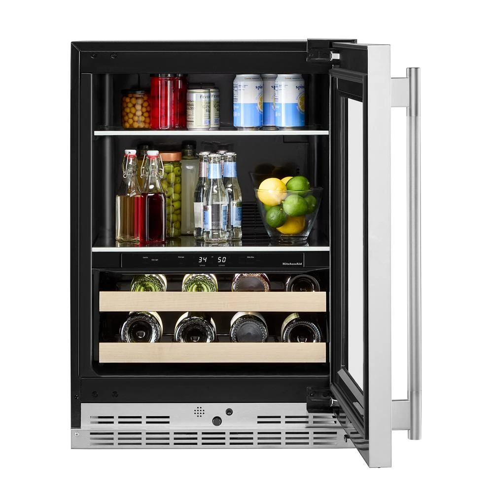 24" Beverage Center with Glass Door and Wood-Front Racks view 5
