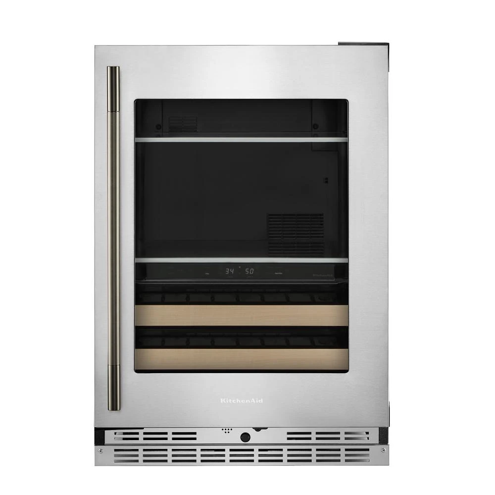 24" Beverage Center with Glass Door and Wood-Front Racks view 6