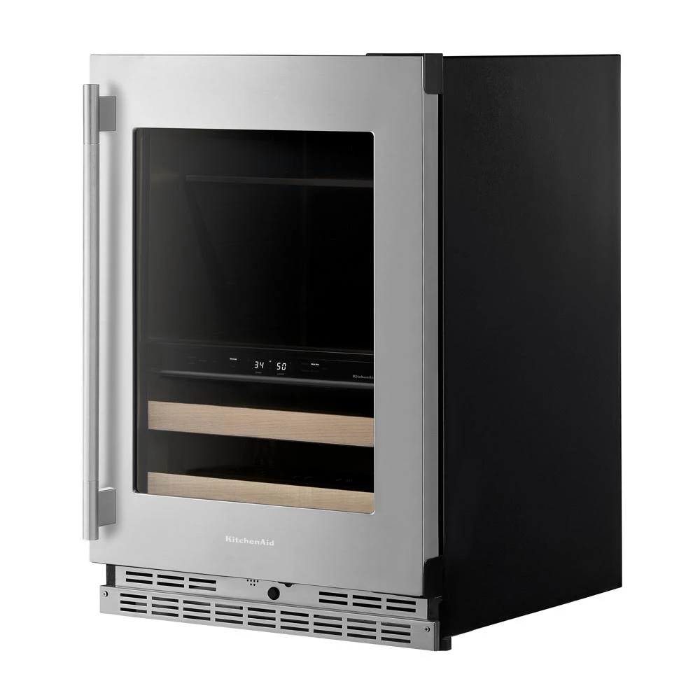 24" Beverage Center with Glass Door and Wood-Front Racks view 7
