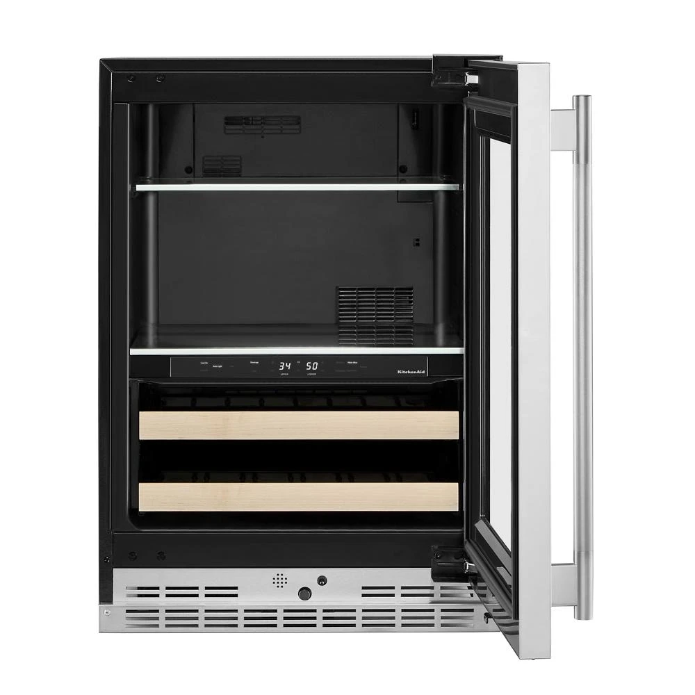 24" Beverage Center with Glass Door and Wood-Front Racks view 9