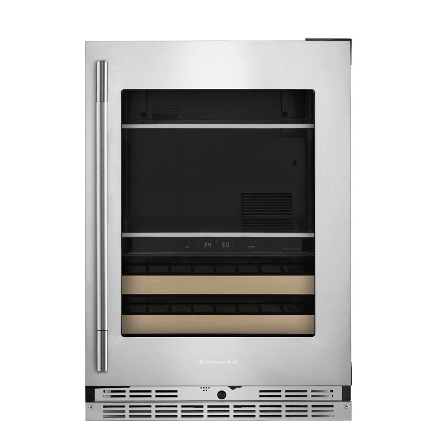 24" Beverage Center With Glass Door And Wood-front Racks KUBR524SPS