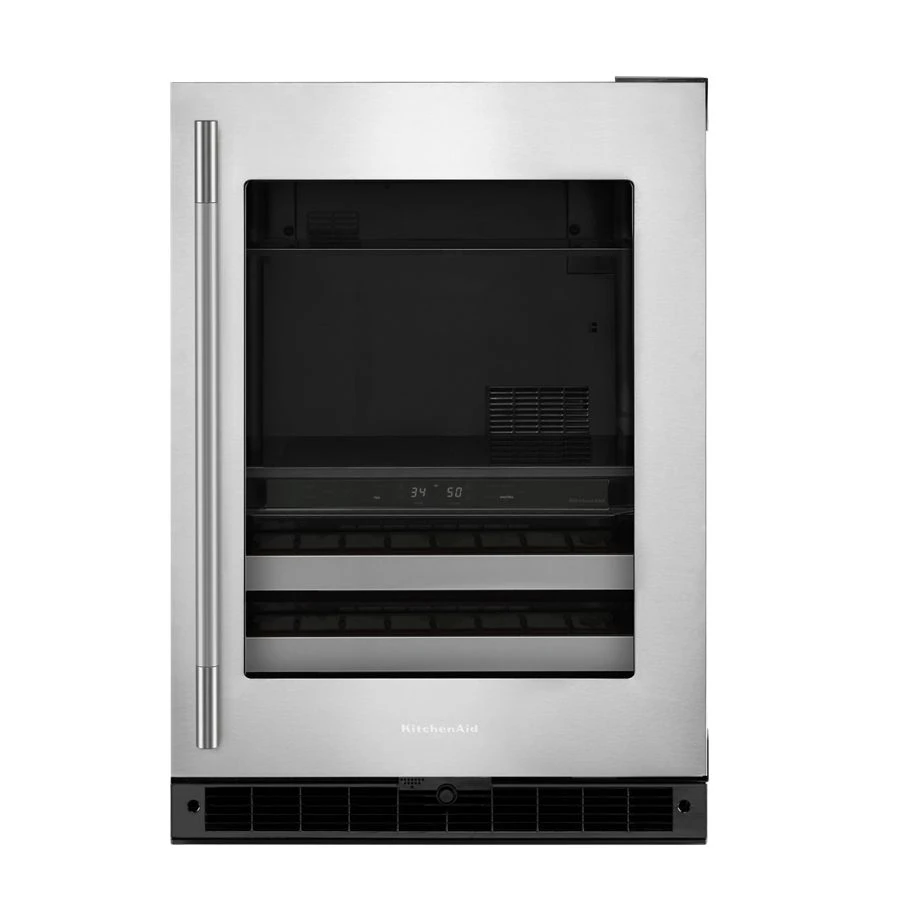 24" Beverage Center With Glass Door And Metal-front Racks KUBR524SSB