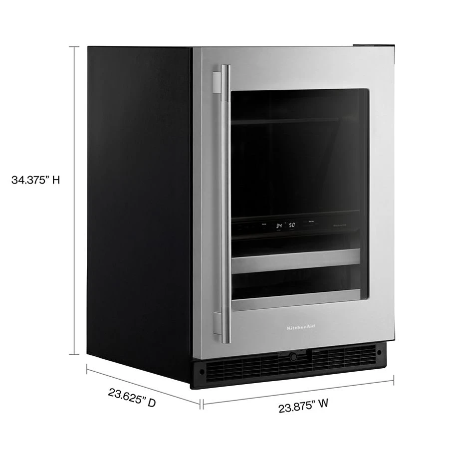 24" Beverage Center With Glass Door And Metal-front Racks KUBR524SSB