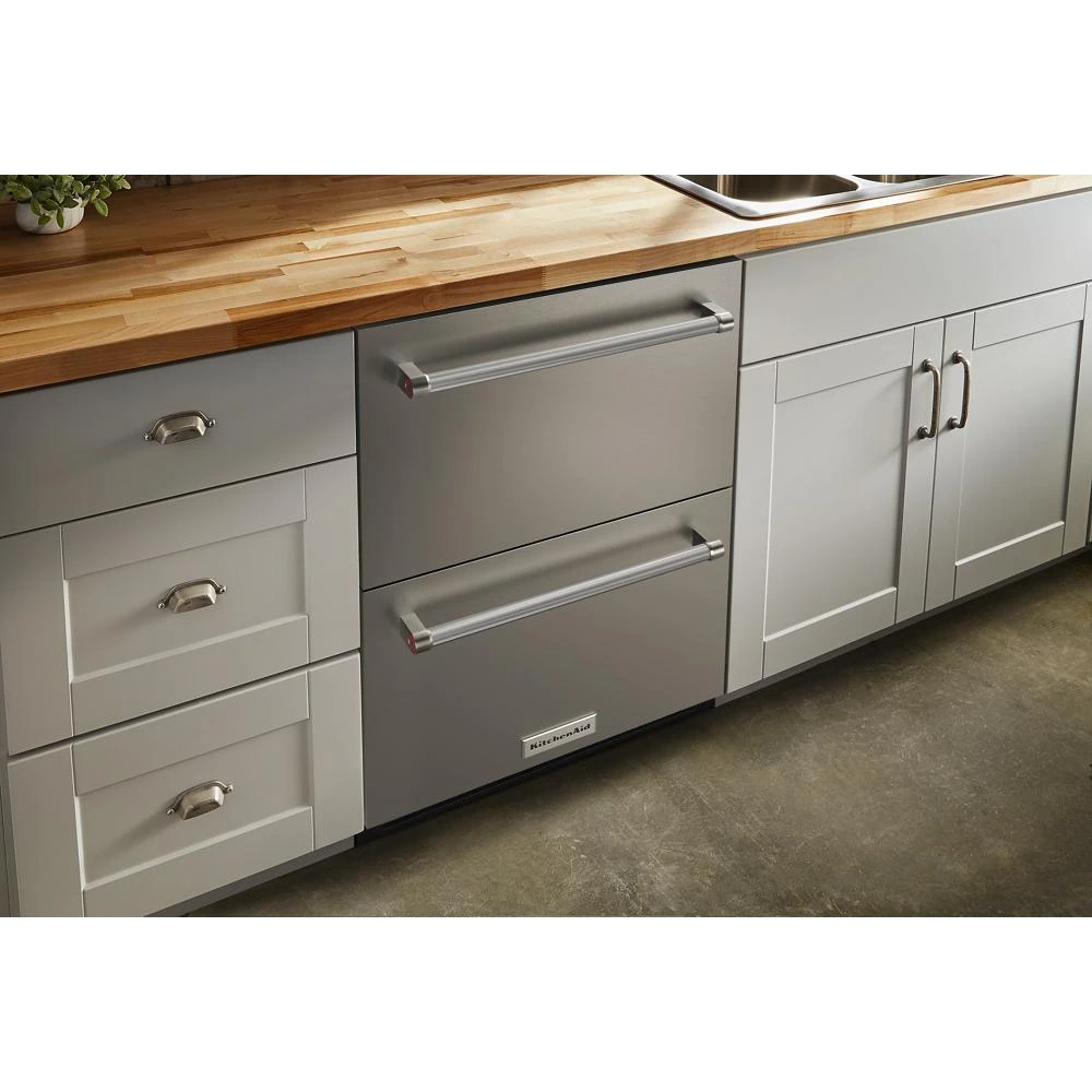 24" Stainless Steel Undercounter Double-Drawer Refrigerator KUDR204KSB