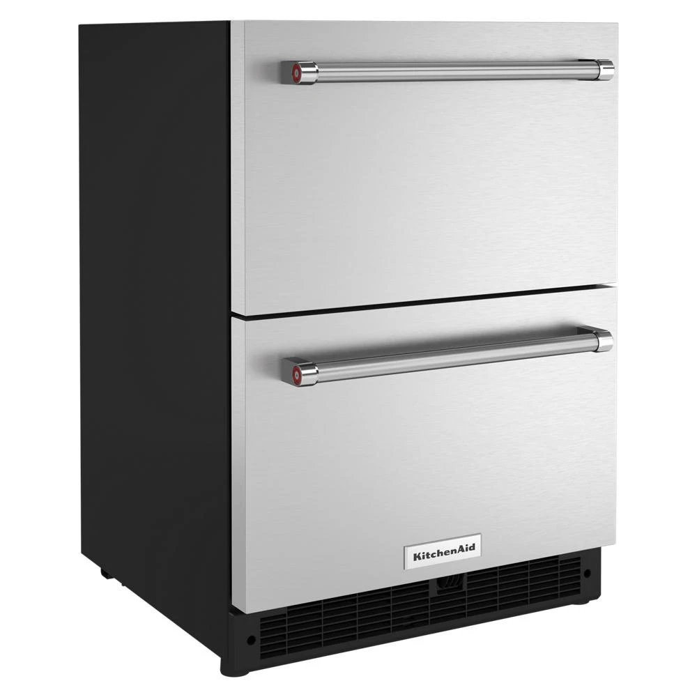24" Stainless Steel Undercounter Double-Drawer Refrigerator KUDR204KSB