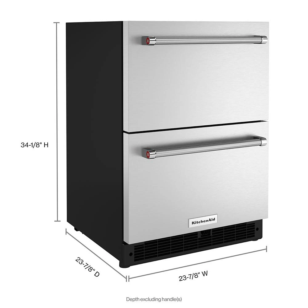 24" Stainless Steel Undercounter Double-Drawer Refrigerator KUDR204KSB